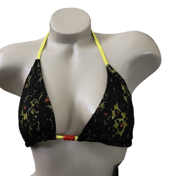 Sinful By Affliction Solar Reversible Tie Swim Top Beads M - Picture 4 of 11